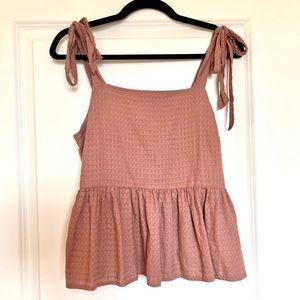 Madewell Rosalie Tie-Strap Top in Textured Gingham